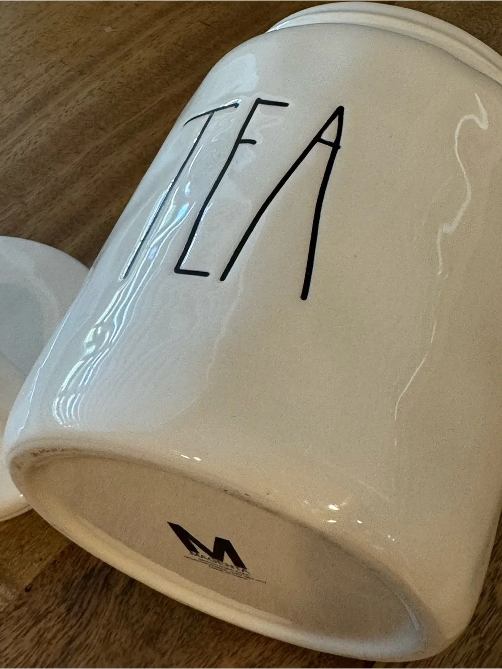 RAE DUNN | Magenta TEA Canister w/ Lid Vintage Artisan Collection White Ceramic